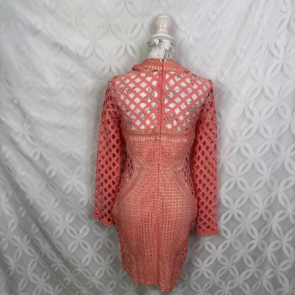 Carli Bybel x Missguided Coral Pink Lace Cut Out Bodycon Dress Size US 6 - Picture 3 of 8